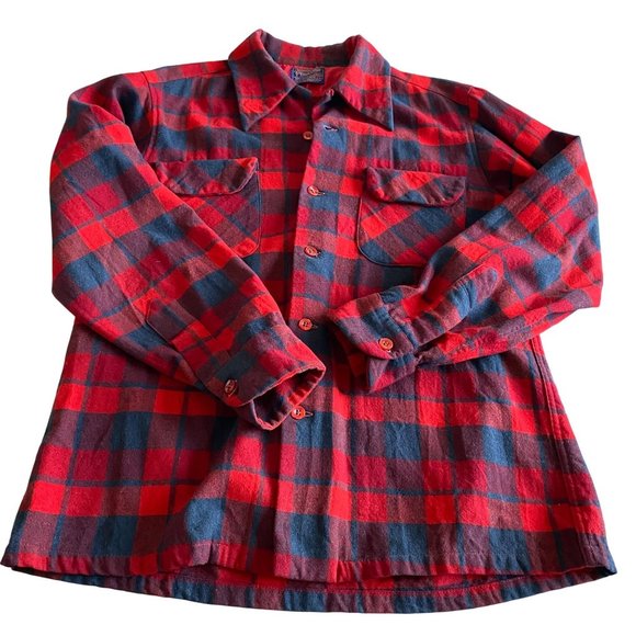 Pendleton 100% Virgin Wool Plaid Shirt Mens M Outdoor Camping Chores Hiking‎ - Picture 3 of 11